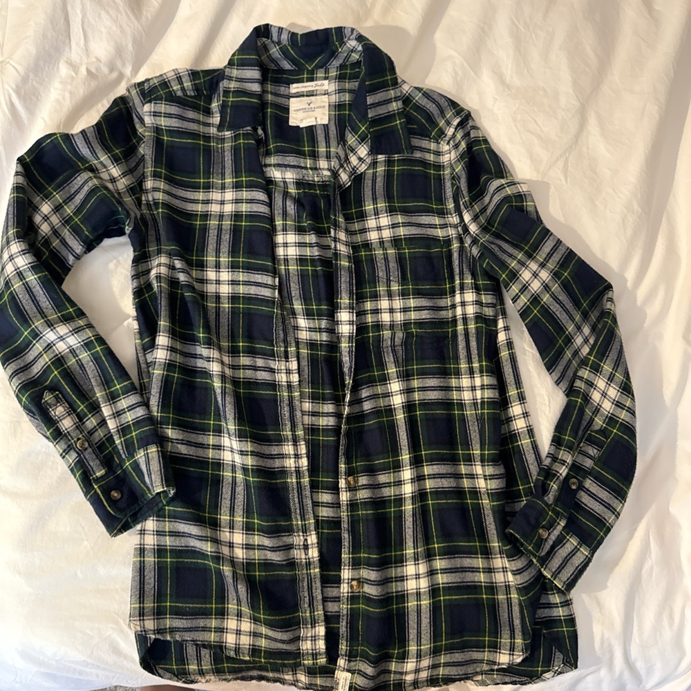 American Eagle | Plaid Shirt - Green and Blue